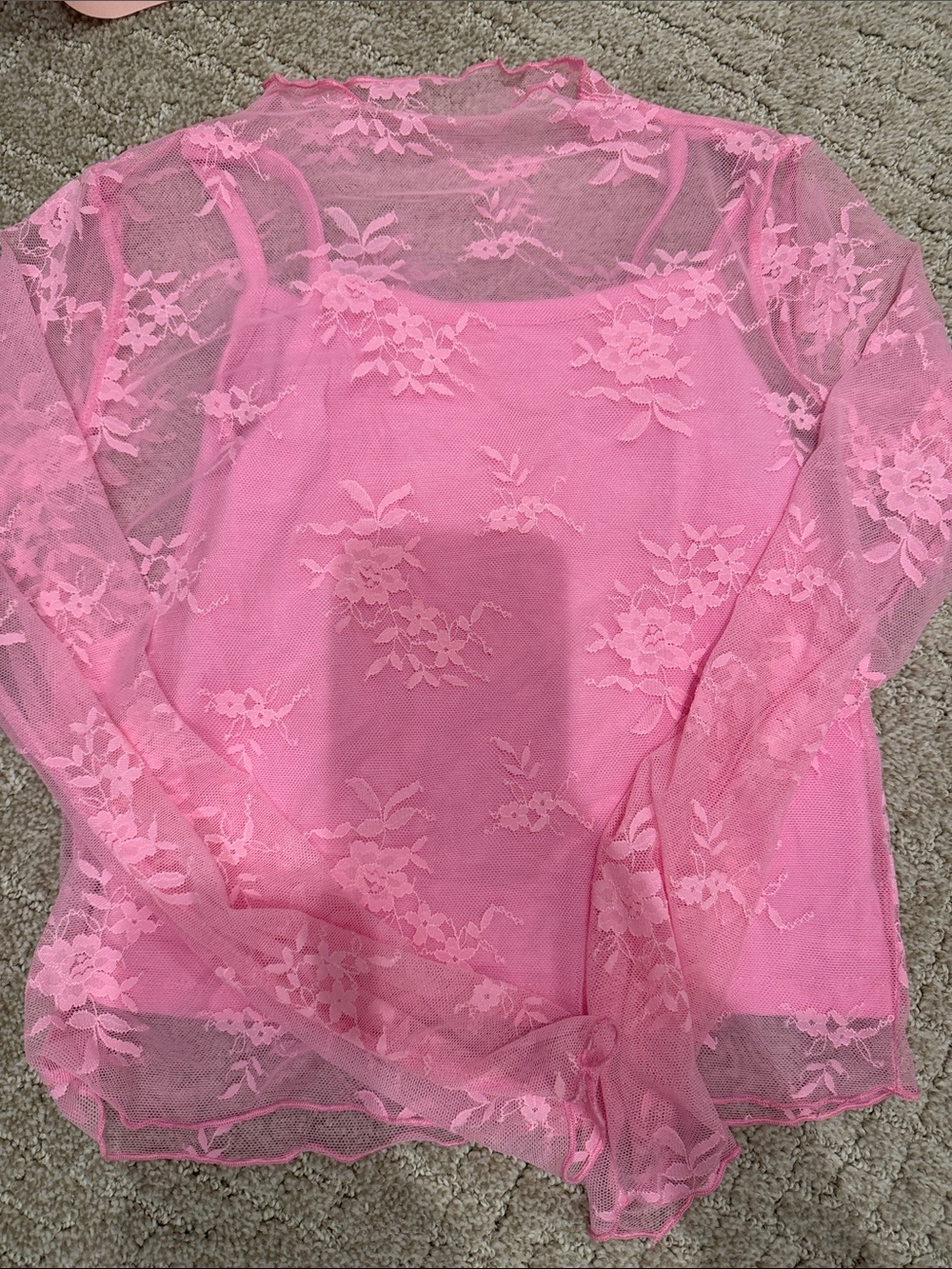 art class Pink Lace Long Sleeve Girls Top